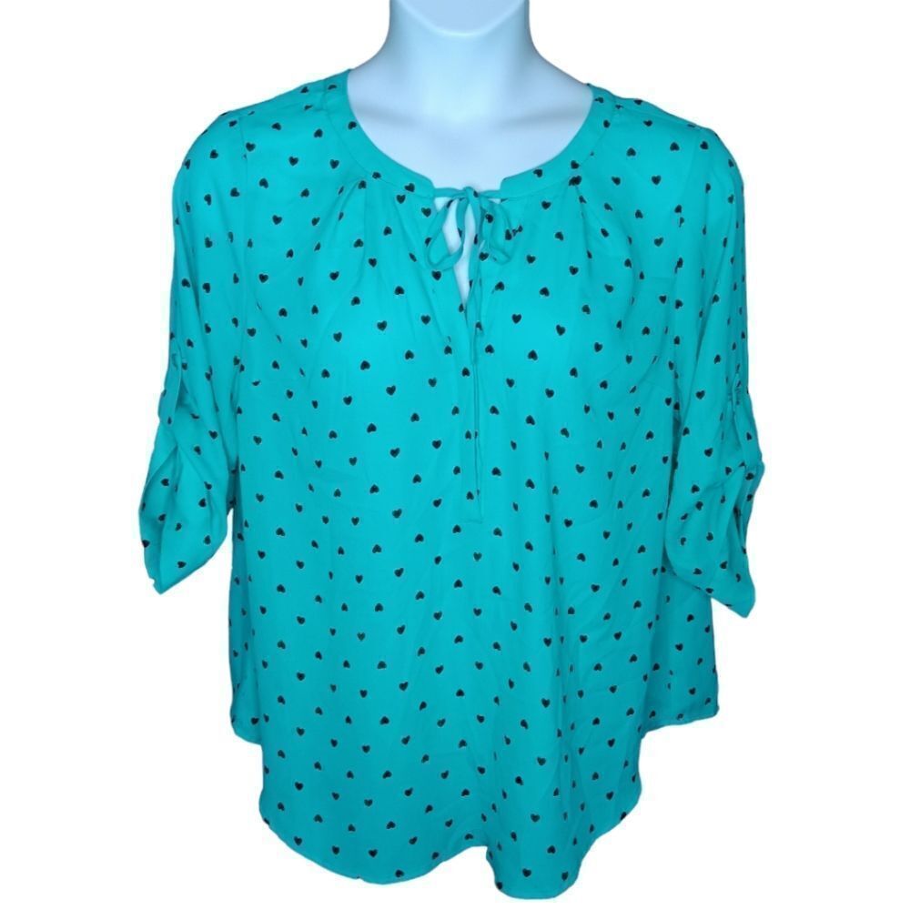 Torrid Aqua Tab Sleeve Sheer Top 1X